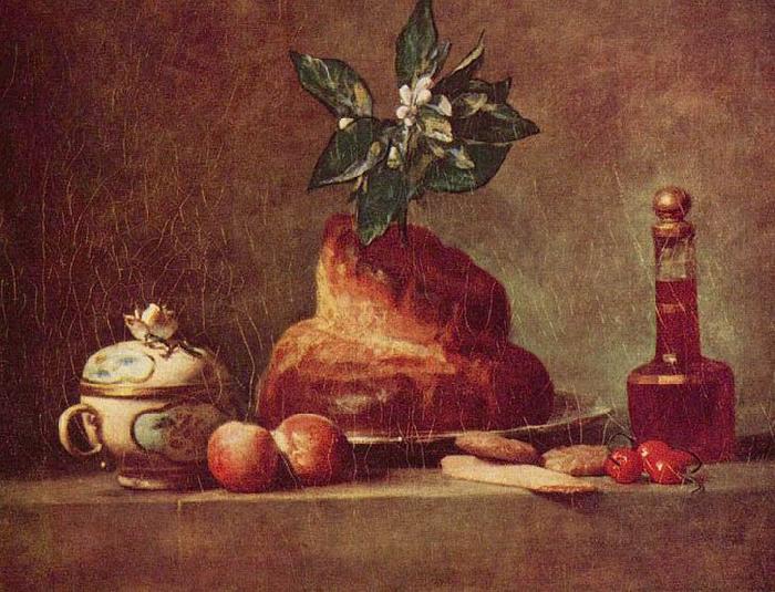 jean-Baptiste-Simeon Chardin Stilleben mit Brioche oil painting image